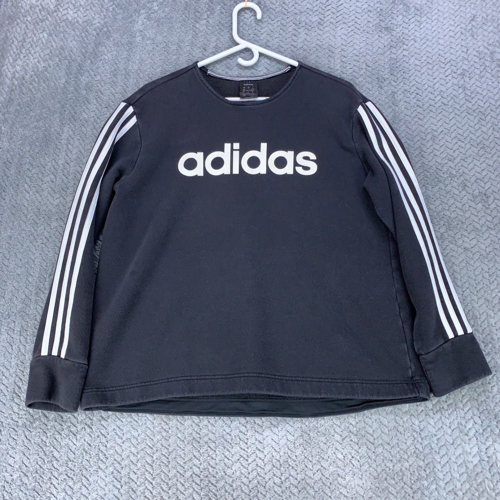 Adidas Essentials 3-Stripe Fleece Sweatshirt Women's‎ XL Black White